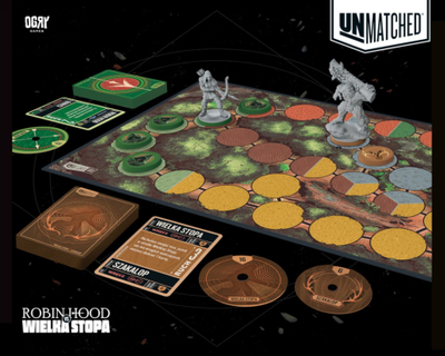 Lojë tavoline Ogry Games Unmatched Robin Hood kundër Bigfoot, duel me miniatura, për 2 vetë, shumëngjyrëshe