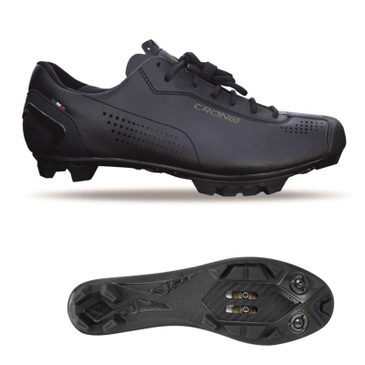 Këpucë çiklizmi Crono MTB CG-1-21 Composite, taban karbon najlon, lidhëse klasike, të zeza
