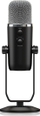 USB микрофон Behringer 2020, кондензаторски студиски, со слушалки и Mute, црн
