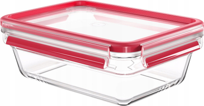Enë ruajtëse Emsa Clip&amp;Close Glass, 1.3L, qelq, e kuqe