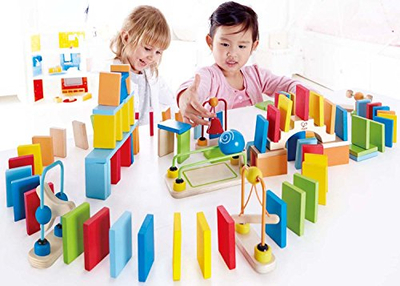 Lodër domino druri Hape Dynamo Dominoes, 107 copa, për mësim, shumëngjyrëshe