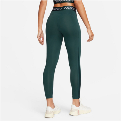 Leggins Nike Pro Mid Rise, për femra, Deep Jungle Metallic Silver