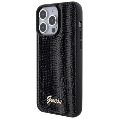 Futrollë telefoni Guess Sequin Script Metal GUHCP15XPSFDGSK, për iPhone 15 Pro Max 6.7\", e zezë