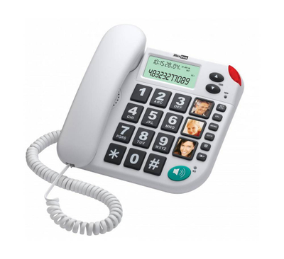 Telefon fiks Maxcom KXT480, butona të mëdhenj, Caller ID, i bardhë