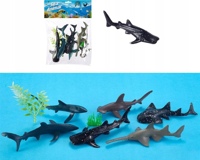 Set lodrash Sea Animals Sharks, figura peshkaqenësh, 6 copë, shumëngjyrëshe