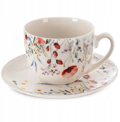 Filxhan kafeje me pjatë Orion Maki, porcelan, 260 ml, i bardhë