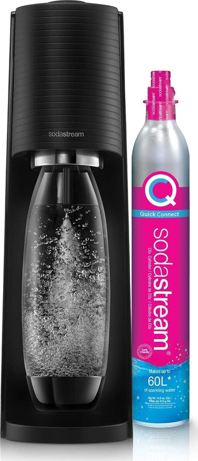Aparat për ujë të gazuar Sodastream Terra, me cilindër gazi, 1L + 2x 0.5L, i zi