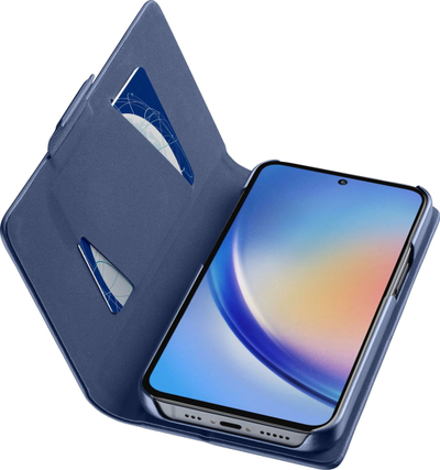 Kuti telefoni Cellularline Book Case, Samsung Galaxy A35 5G, me xhepa për karta, blu