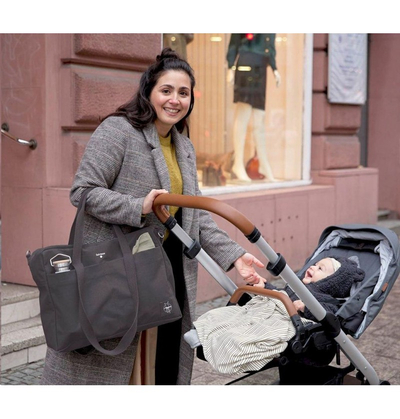 Çantë pelene Lassig Green Label Cotton Essential, pambuk organik, anthracite