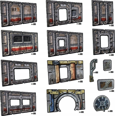 Set terreni sci-fi Battle Systems SciFi Terrain, modular 3D, 28mm, me printim me ngjyra, shumëngjyrësh