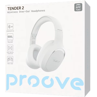 Kufje wireless Proove Tender 2 me aplikacion inteligjent (APP) dhe zë Hi-Fi premium, të bardha