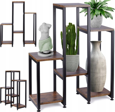 Stojcë lulesh Vilde Metal, 6 kate, 80 cm, e zezë