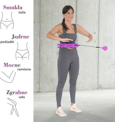 Set hula hoop fitness HMS HHW12 Plus Size me peshë, brez dobësimi BR163 Plus Size, vjollcë dhe i zi