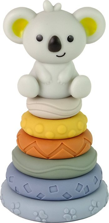 Lodër piramidë për bebe Leantoys Koala, 6 unaza, shumëngjyrëshe