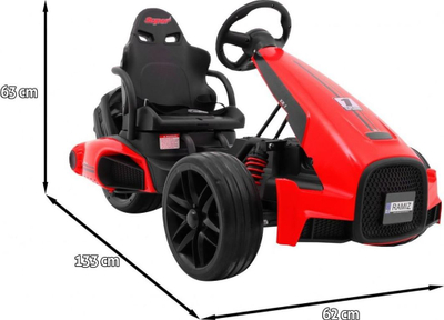 Go-kart elektrik Ramiz XR-1, për fëmijë, timon i rregullueshëm, i kuq