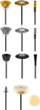 Set furça teli për mini mulli GRAPHITE 55H078, 15 copë, boshte 3.2mm, metalik