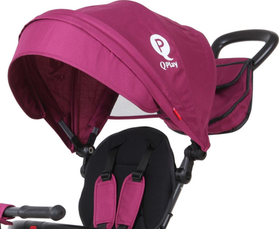 Tricikël palosës për kalamaj QPlay Rito Plus, me rripa sigurie, me çantë, lejla