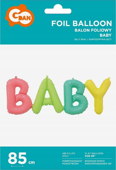 Ballon folje dekorative Godan BABY, 85 x 29 cm, shumëngjyrësh
