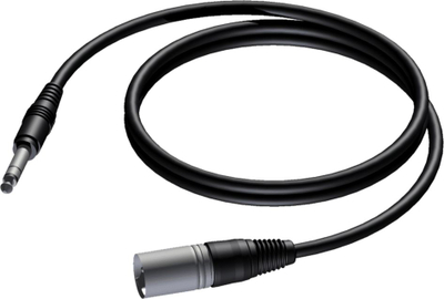 Kabllo audio Procab XLR në Jack, 10m, 6.3mm, e zezë