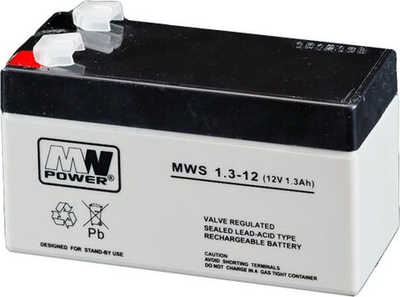 Bateri AGM MW Power MWS1.3-12, 12V, 1.3Ah, e zezë