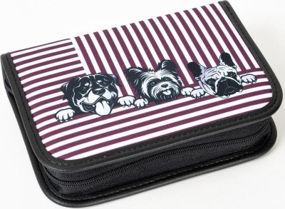 Penar FANDY Pencil Case Doggy 1, me 2 palosje, tekstil, shumëngjyrësh