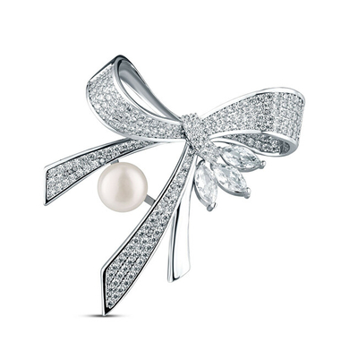 Karficë për femra JwL Luxury Pearls Bow JL0869, e argjendtë