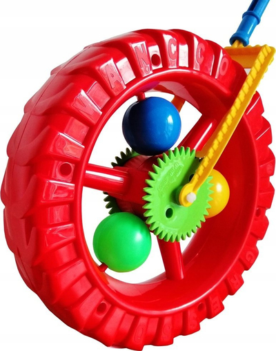 Lodër shtytëse me rrotë plastike, me dorezë të gjatë, me ngjyra të forta