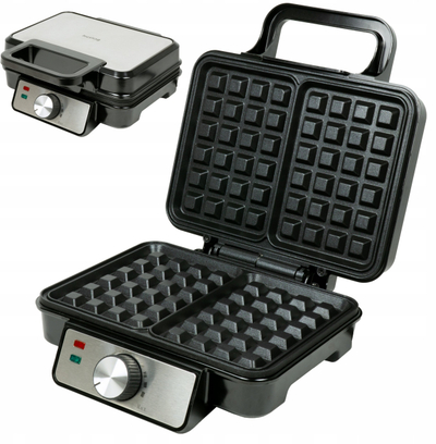 Aparat vaflesh Huslog Waffle Iron, 1200W, pllaka jo ngjitëse, i zi