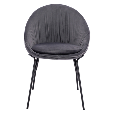 Karrige Kelsey HM8684.11, kadife gri, 59x63x84 cm, këmbë të zeza