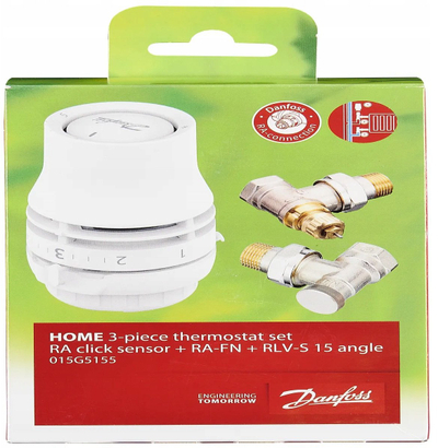 Set termostatik radiator DANFOSS RA Click, 3 elemente, këndor, i bardhë