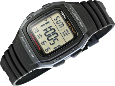 Рачен часовник Casio W96H-1B, дигитален, водоотпорен 50m, црн