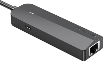 USB hub me adapter Ethernet Vention, 3 porta USB 2.0, 100Mbps, 0.15m, i zi