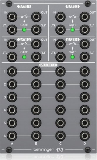 Modul Eurorack Behringer 173 Quad Gate Multiples, 4 gate shaper, seksion multiples, gri