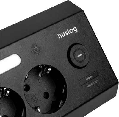 Furçëz rryme Huslog LED, 4x Schuko, 4x USB, i zi