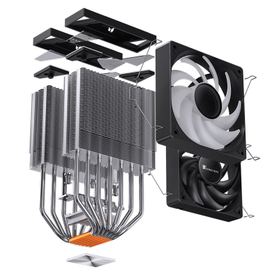 Ftohës CPU Jonsbo CR-3000, dual tower, 2x 120mm ARGB, i zi