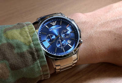 Orë dore Emporio Armani Renato AR2448, kaltër/ argjend