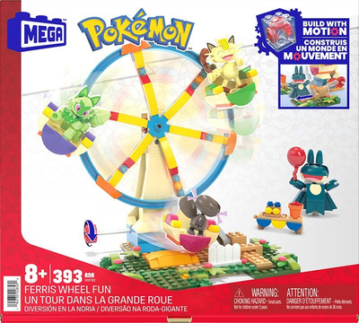 Set ndërtimi MEGA Pokémon Ferris Wheel Fun HXF80, 393 pjesë, 4 figura të lëvizshme, shumëngjyrësh