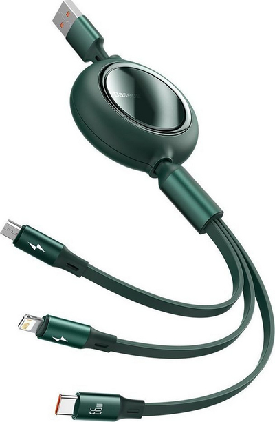 Kabllo Baseus, USB A/USB C/microUSB, 1.2 m, e gjelbër