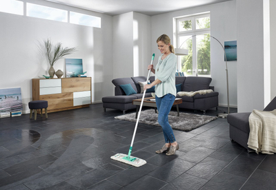 Mop Leifheit Profi Cotton Plus 55020, dorezë alumini, për sipërfaqe të mëdha, gri