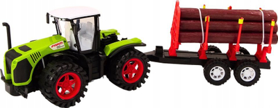 Lodër traktor LEAN Toys, me rimorkio për dru, i gjelbër