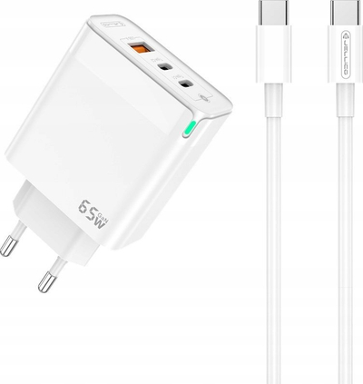 Karikues muri GaN 65W, 2x USB‑C, USB‑A, me kabllo USB‑C
