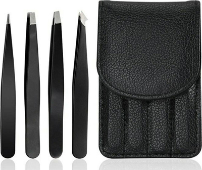 Set pincetash DA97 për vetulla, 4 copë, çelik inoksi, të zeza