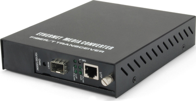 Konvertues rrjeti LevelOne i menaxhueshëm, nga RJ45 në SFP, Gigabit, i zi