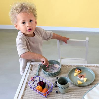 Set enësh për bebe Lassig Tiny Team Pas, 4 pjesë, pa BPA, gri
