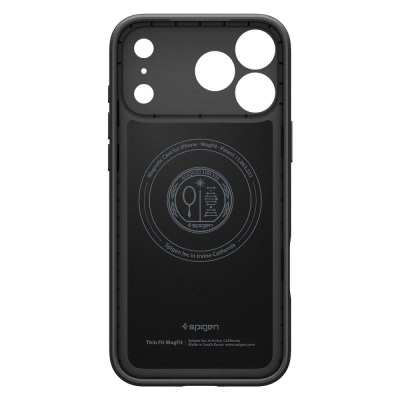 Kapotë telefoni Spigen Thin Fit MagSafe, për iPhone 17 Pro, e zezë