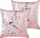 Set jastëkësh dekorativë Beliani CYCLAMEN, 45x45 cm, kadife poliestër, rozë pastel me lule