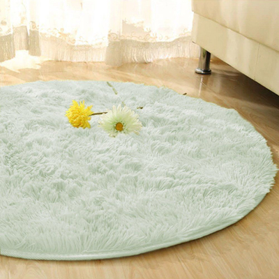 Tapet rrumbullak Strado Round Shaggy, 160x160 cm, push i trashë, e bardhë lime