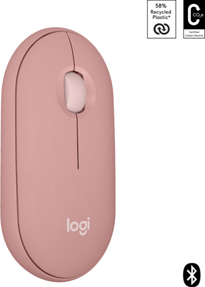 Глувче Logitech Pebble Mouse 2 M350s, розева боја