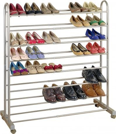Rrafi për këpucë Wenko Giant, 67–116 x 125.5 x 43 cm, çelik inox, ngjyrë argjendi