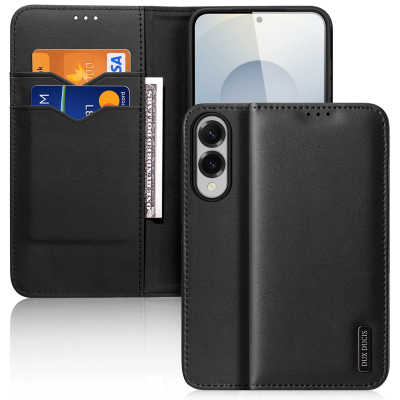 Калено за телефон Dux Ducis Samsung Galaxy S25 Edge, со портфељ, RFID заштита, црно